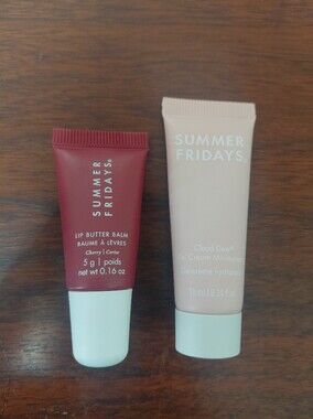 Summer Fridays Lip Butter Balm & Cloud Dew Gel Cream Duo — Cherry Red and Cream
